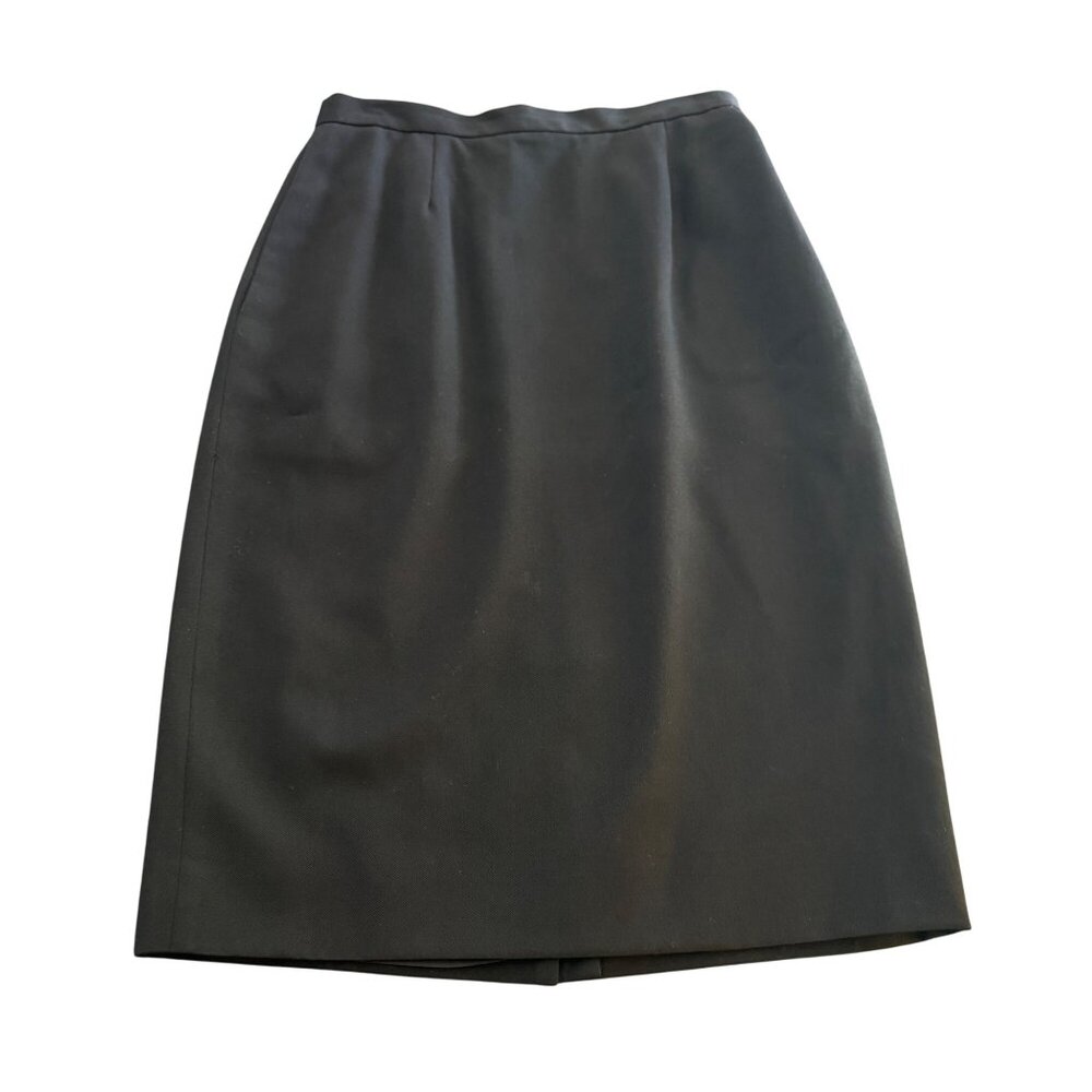 Vintage Black 100% Wool Women's Skirt Button & Zipper Closures, Size 6